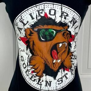 Graphic California bear t-shirt black short sleeve crew neck tee top by Ejel